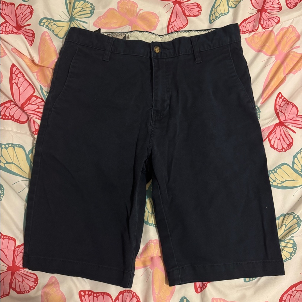 Volcom Men's Dark Blue Flat Front Shorts